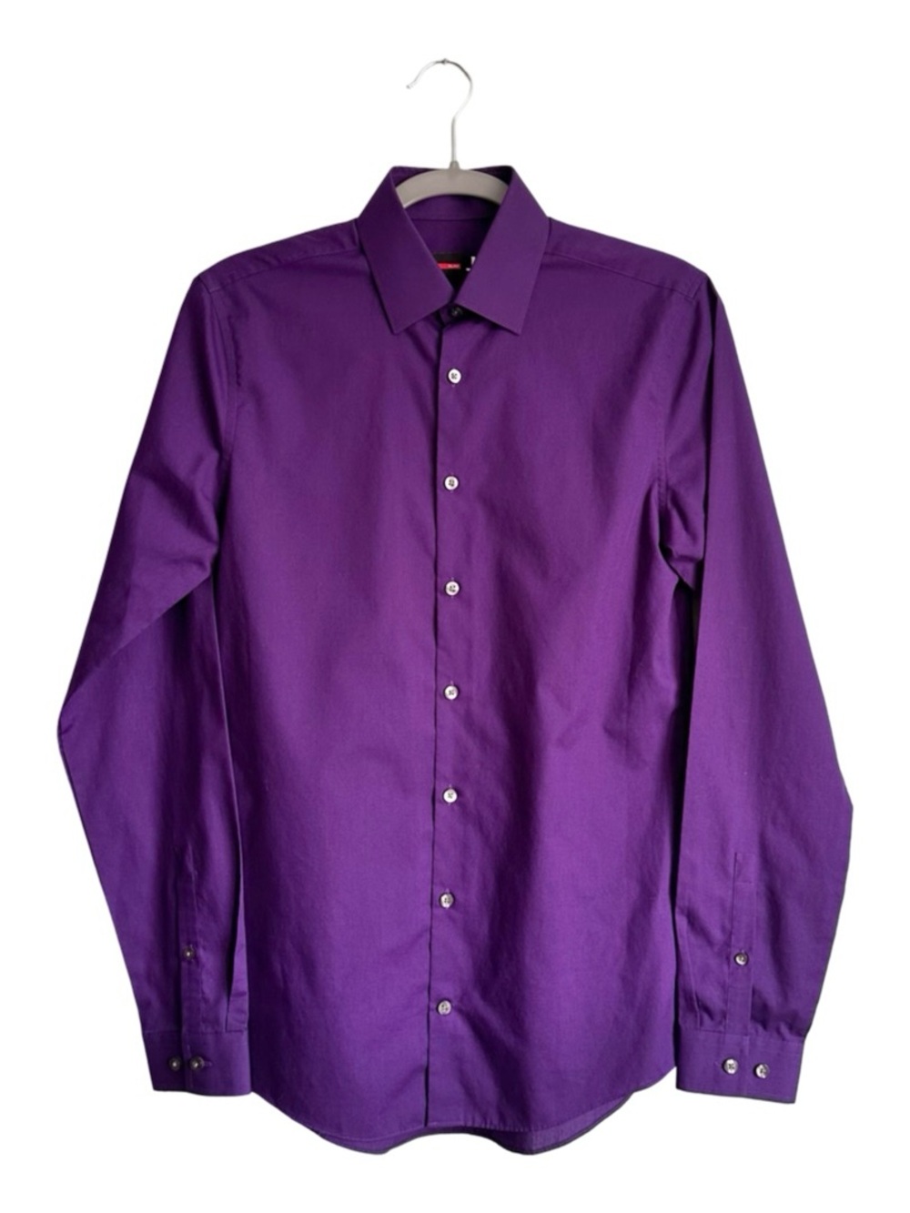 jf j.ferrar Men's Purple Slim Fit Long Sleeve Button Up Dress Shirt Small EUC